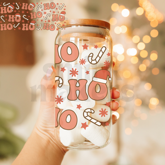 Christmas Ho, Ho Glass can