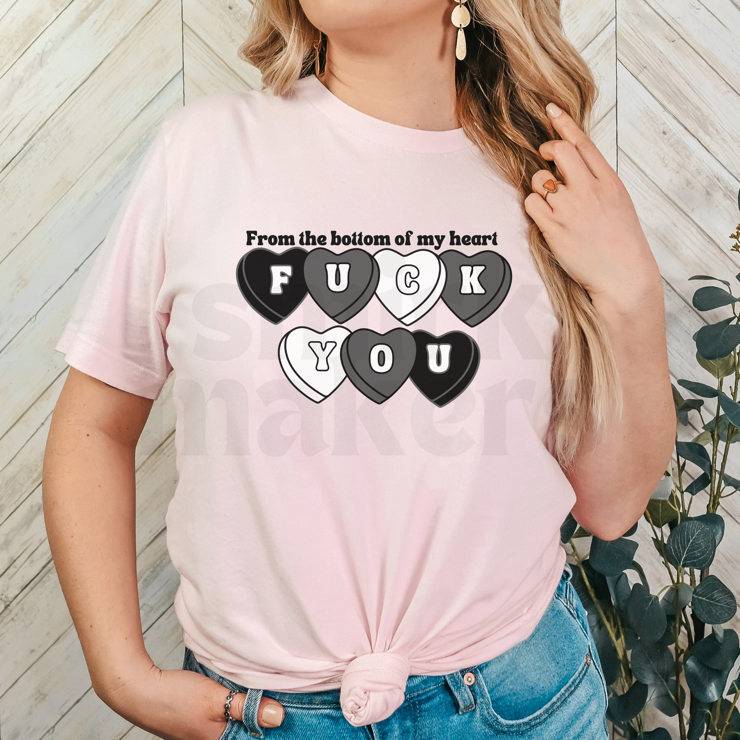 From The Bottom Of My Heart F U - Pink Model Graphic Tee