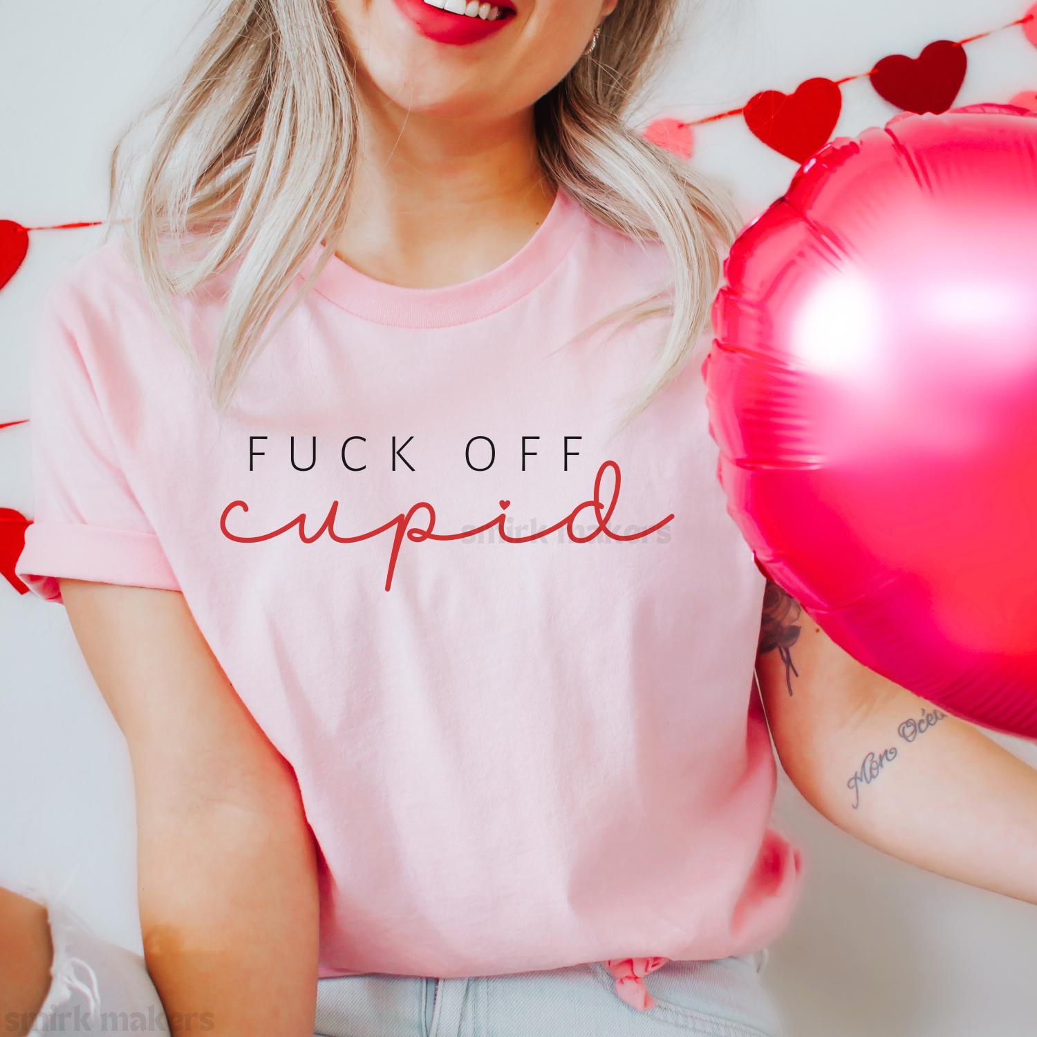 "Fuck off Cupid" Valentine's pink tee.