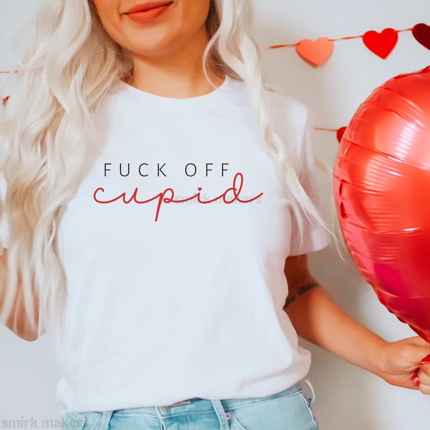 "Fuck off cupid" Valentine's white tee.