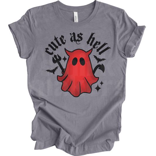 "Cute As Hell" funny Halloween gray tee