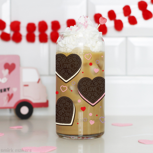 Valentine's cookie heart 20 oz glass can.