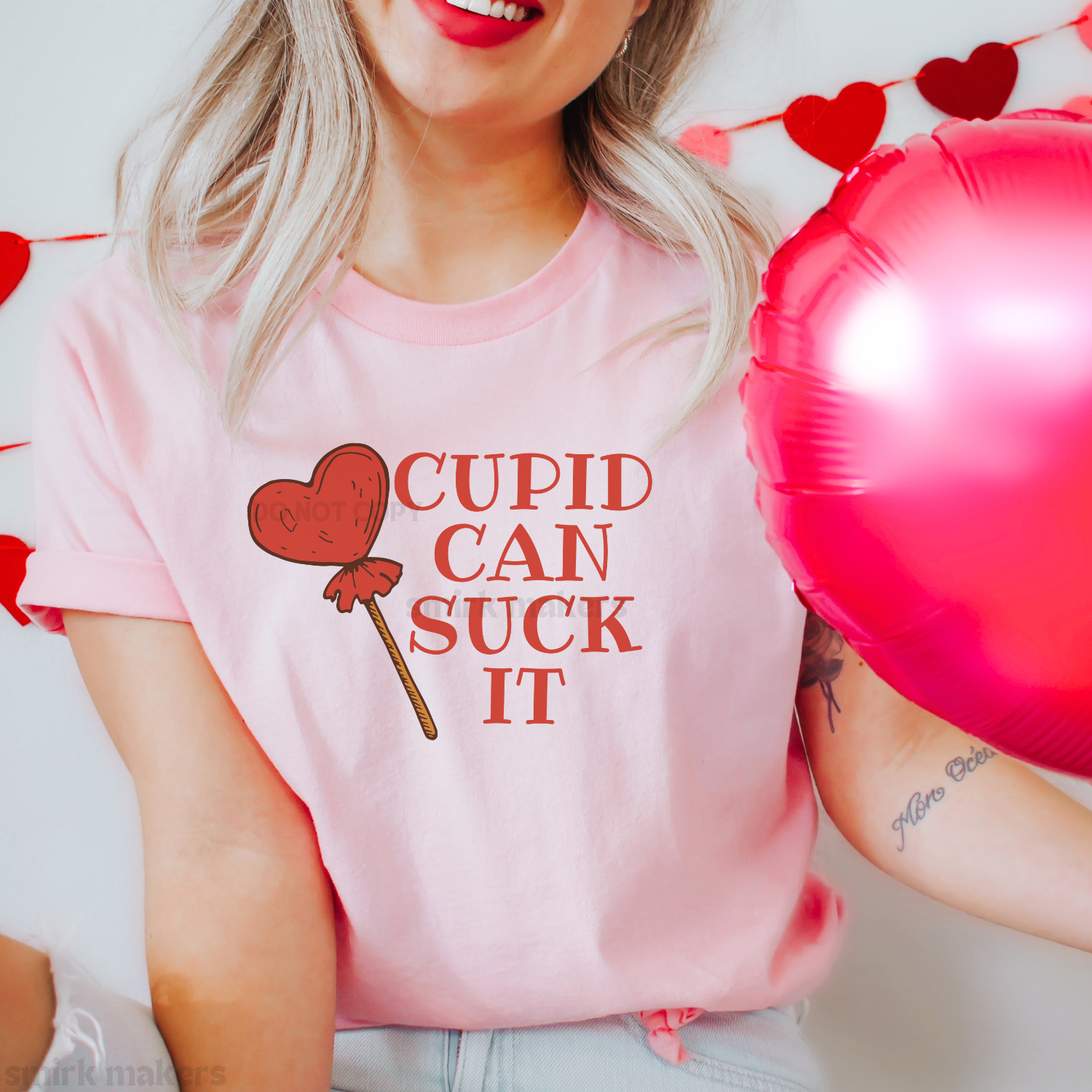 "Cupid can suck it" Valentine's pink tee.